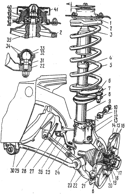 Схема переднего амортизатора ваз 2107